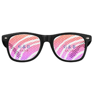 Pink yellow rainbow add couple name place city wed retro sunglasses