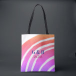 Pink yellow rainbow add couple name place city wed tote bag<br><div class="desc">design</div>