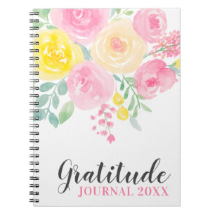 Pink yellow roses floral paint gratitude journal