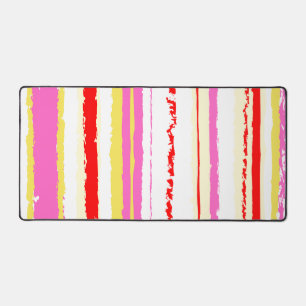 Pink yellow stripe print for summer desk mat