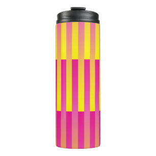 Pink Yellow Stripes Pattern Thermal Tumbler