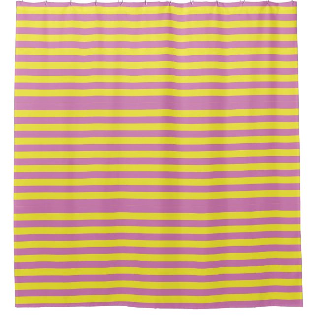 Pink Yellow Stripes Shower Curtain (Front)