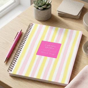 Pink & Yellow Stripped Elegant Simple Trendy Notebook