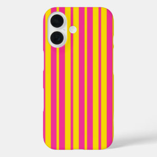 Pink Yellow Stylish Stripes Pattern Design  iPhone 16 Case