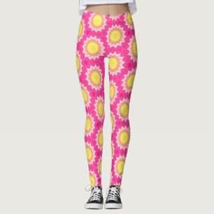 Pink & Yellow Sunflower Pattern - Leggings