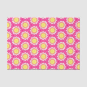 Pink Yellow Sunflower Pattern Tissue Paper