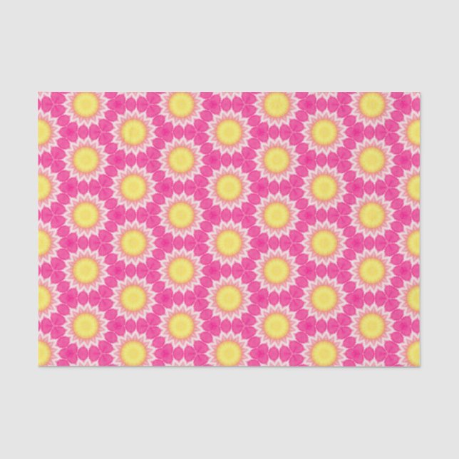 Pink Yellow Sunflower Pattern  Tissue Paper (Front)