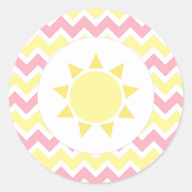 Pink Yellow Sunshine baby shower envelope seal (Front)