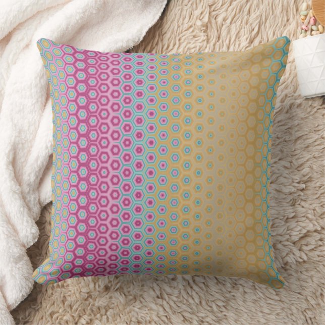 Pink Yellow Teal Tropical Pattern Abstract Cushion (Blanket)
