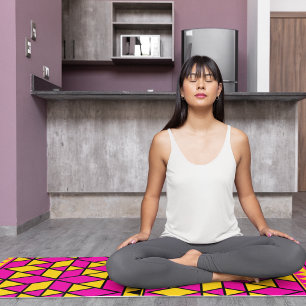 pink yellow triangles yoga mat