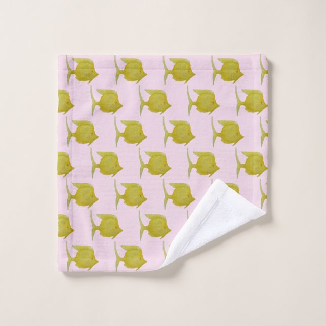 Pink Yellow Tropical Fish Wash Cloth (Wash Cloth)