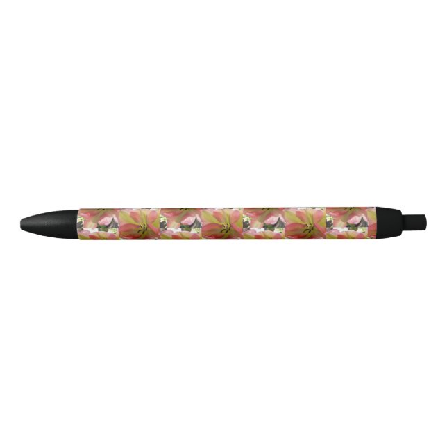 Pink & Yellow Tulip  Black Ink Pen (Front)