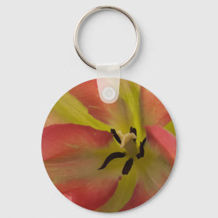 Pink & Yellow Tulip Button Key Ring