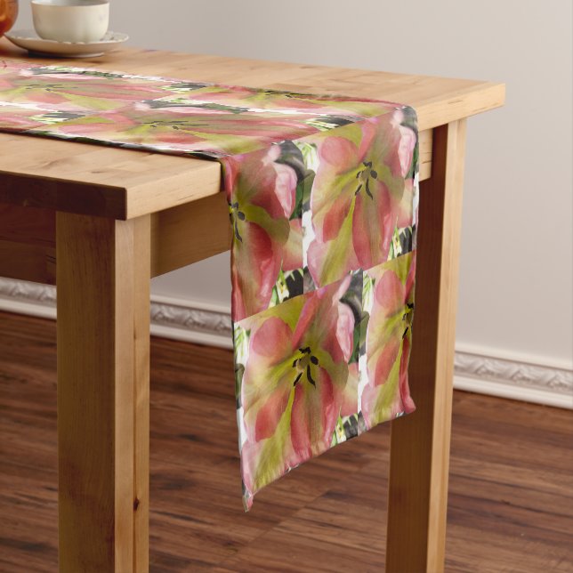 Pink & Yellow Tulip Short Table Runner (In Situ)