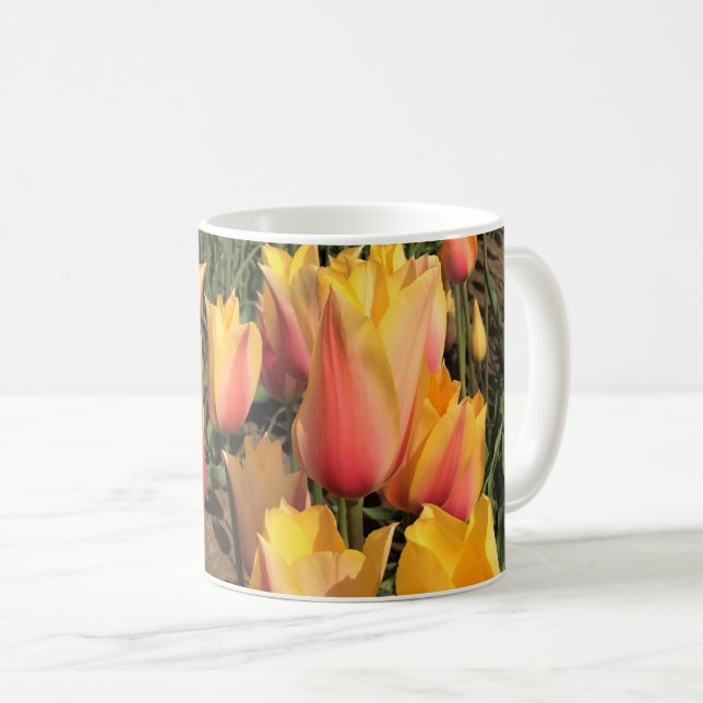 Pink & Yellow Tulips Coffee Mug (Front Right)