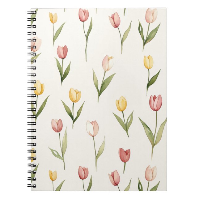 Pink Yellow Tulips Flowers   Notebook (Front)