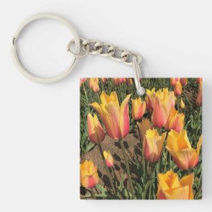 Pink & Yellow Tulips Key Ring