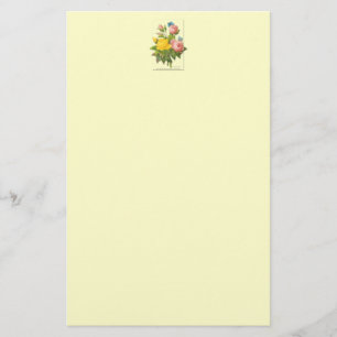 Pink Yellow Vintage Roses Stationery