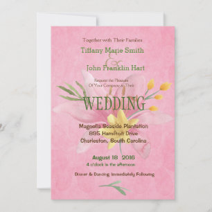 Pink & Yellow Watercolor Wedding  Invitations