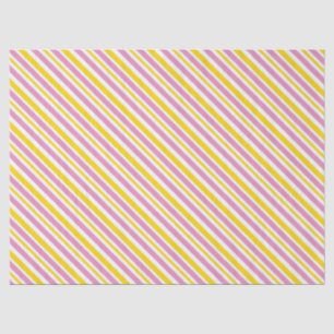 PINK YELLOW WHITE DIAGONAL STRIPES TISSUE PAPER