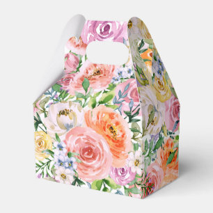 Pink Yellow White Orange Rose Flowers Pattern Favour Box
