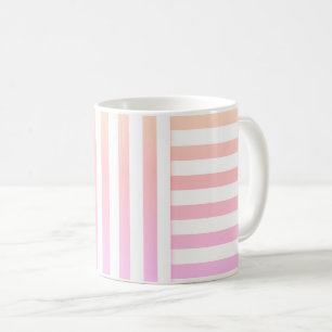 pink yellow white stripe pattern coffee mug
