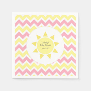 Pink Yellow You are my sunshine theme party Napkin