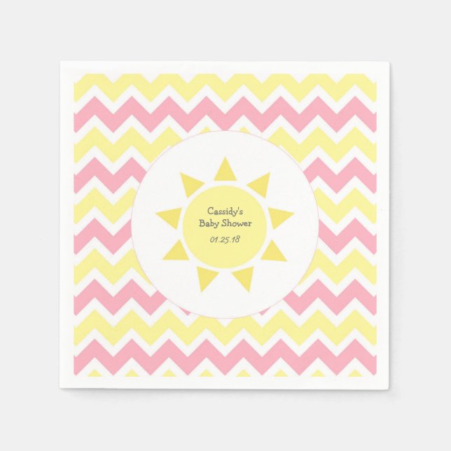 Pink Yellow You are my sunshine theme party Napkin (Front)