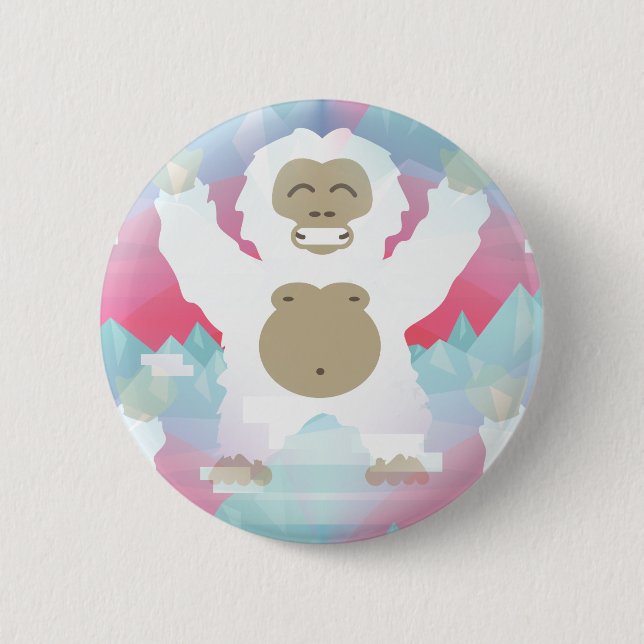 pink yeti 6 cm round badge (Front)