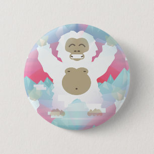 pink yeti 6 cm round badge