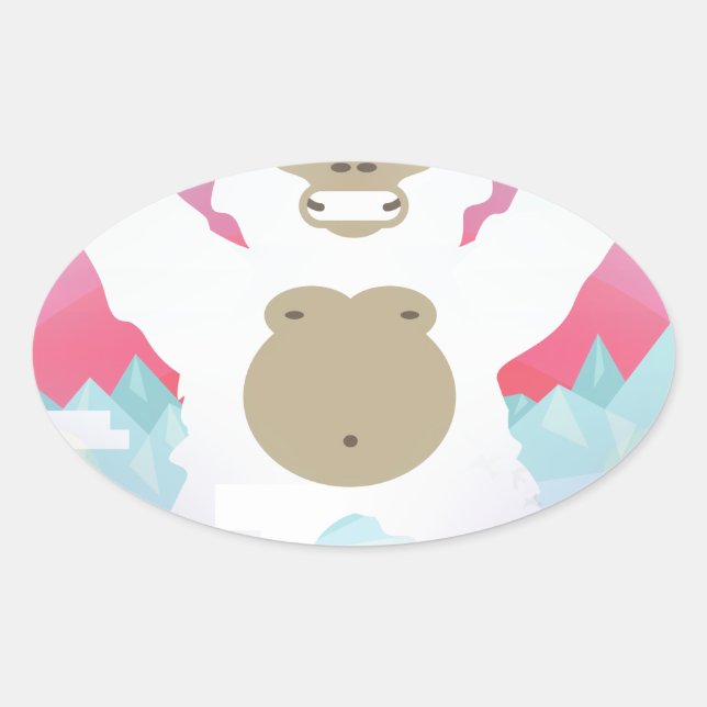 pink yeti oval sticker (Front)
