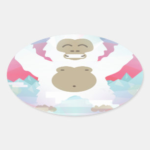 pink yeti oval sticker