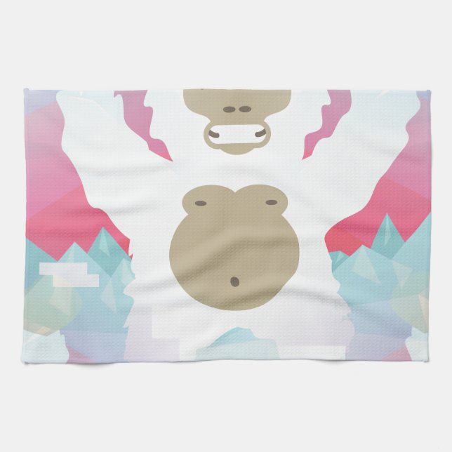 pink yeti tea towel (Horizontal)