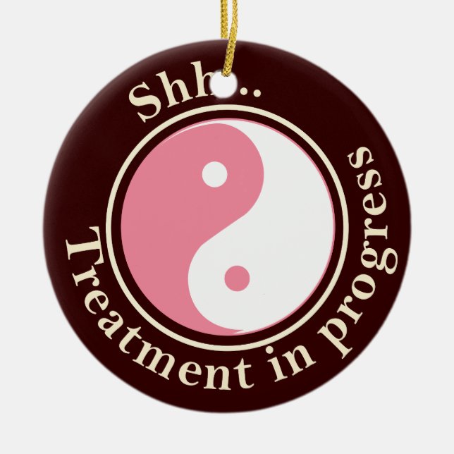 Pink Yin Yang Do Not Disturb Sign Ceramic Ornament (Front)