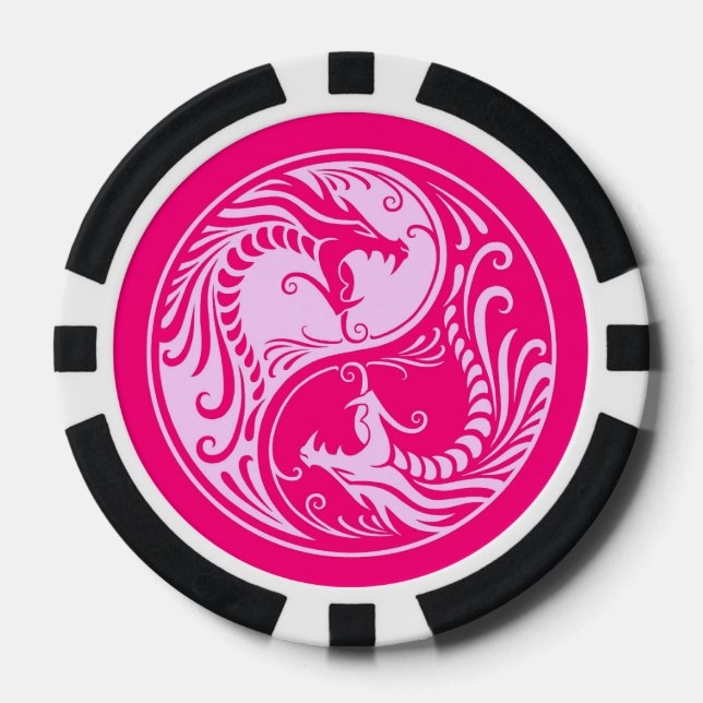 Pink Yin Yang Dragon Poker Chips (Front)