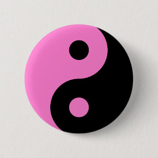 Pink Yin Yang Symbol 6 Cm Round Badge