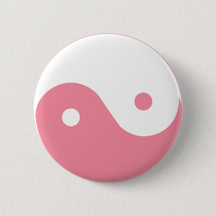 Pink Yin-Yang Symbol 6 Cm Round Badge