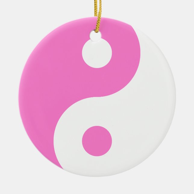 Pink Yin Yang Symbol Ceramic Tree Decoration (Front)