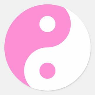 Pink Yin Yang Symbol Classic Round Sticker