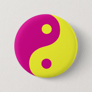 Pink Yin Yang Taoist Symbol 6 Cm Round Badge