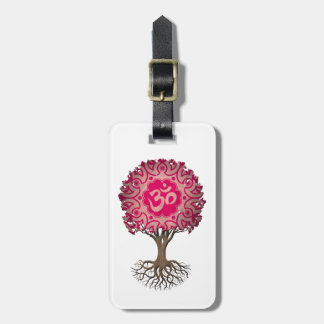 Pink Yoga Om Tree of Life Luggage Tag