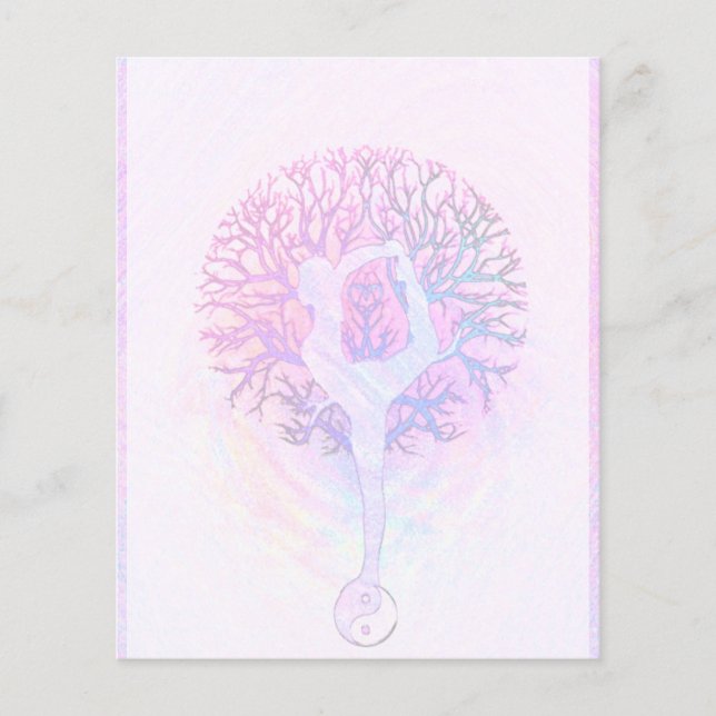 Pink Yoga Tree Woman in Pastel Colours Flyer (Front)