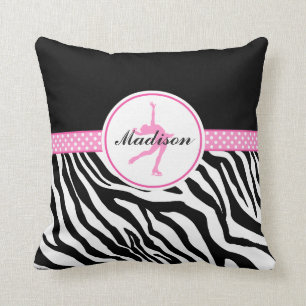 Pink Your Name Zebra Print Figure Skating Cushion