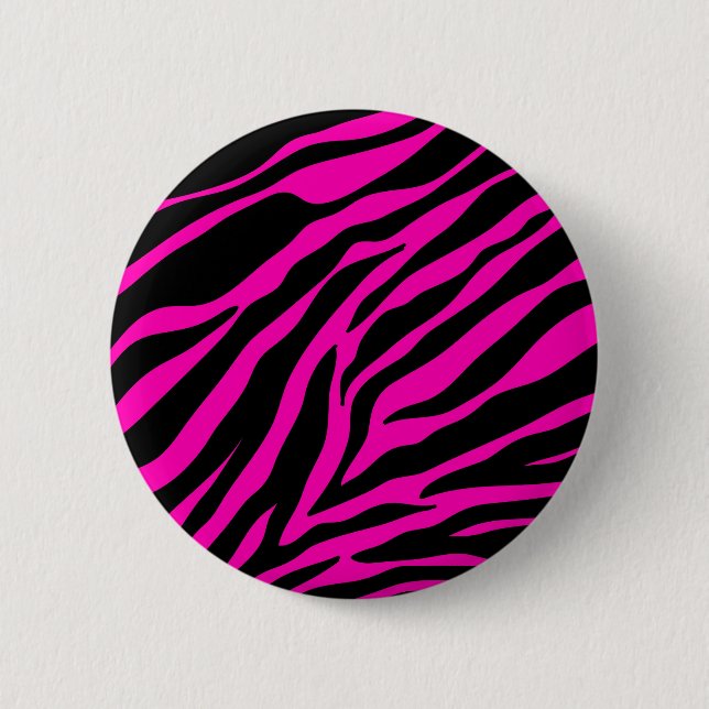 pink zebra 6 cm round badge (Front)