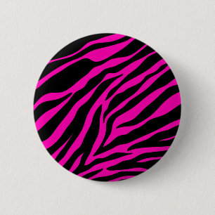 pink zebra 6 cm round badge