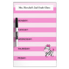 Pink Zebra Agenda Planner Dry Erase Board
