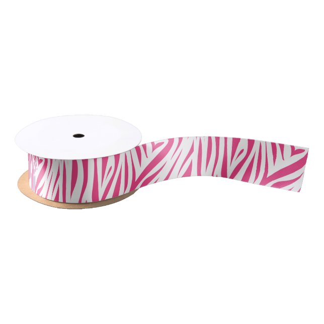 Pink Zebra Animal Print Satin Ribbon (Spool)