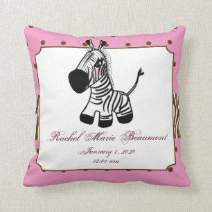 Pink Zebra Baby Keepsake Pillow