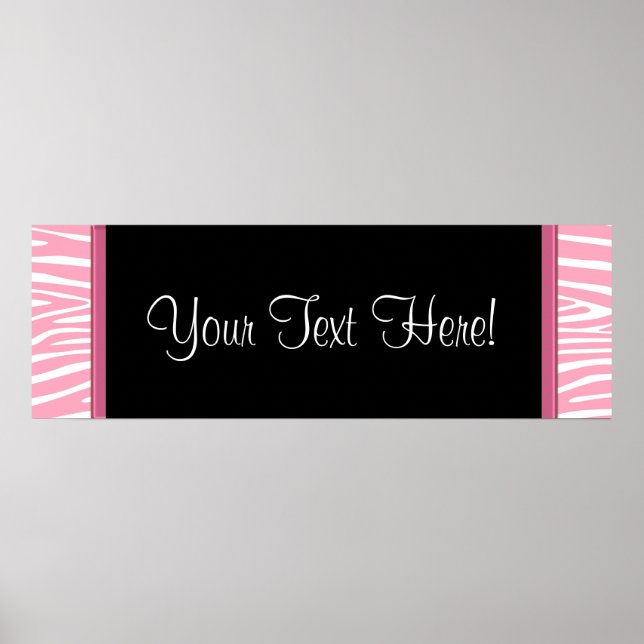 Pink Zebra Baby Shower Banner Poster (Front)