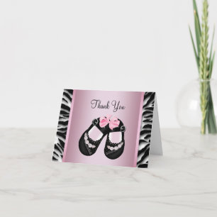 Pink Zebra Baby Shower Thank You Card